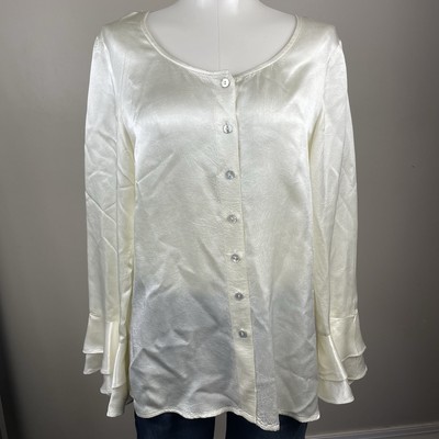 Carole Little Street Wear Women's Ivory Tunic Witchy Whimsy Button Down Medium
