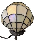 Vintage Tiffany Style Stained Glass Iridescent Clam Shell Accent Lamp 7.5
