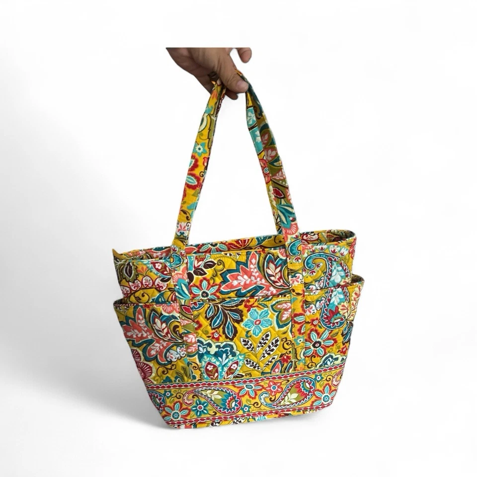 Vera Bradley Original Zip Tote Bag yellow Orange Provencal Quilted - Image 2 of 4