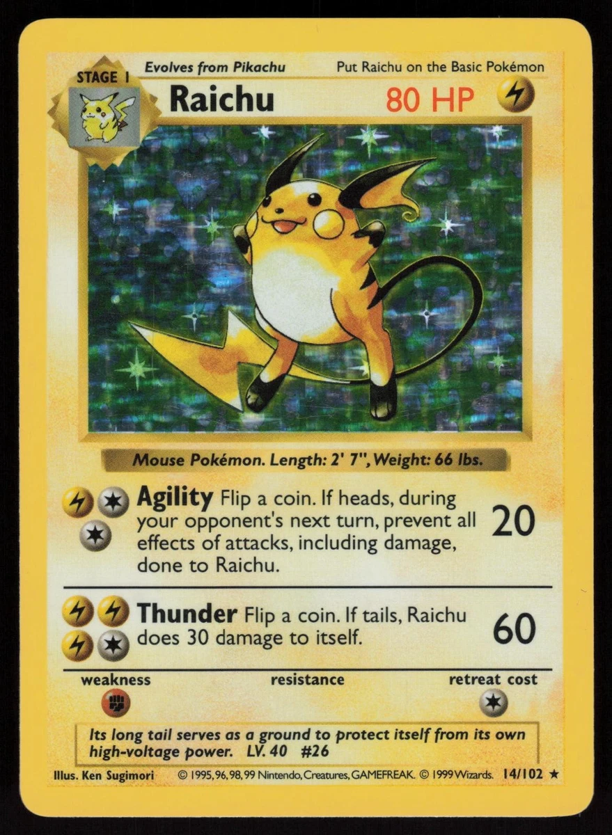 Raichu Pokémon TCG Shadowless Individual Collectible Card Game Cards for  sale
