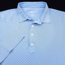 Johnnie-O Polo Shirt Mens -L- Blue White Red Performance Stretch- Surfer Prep