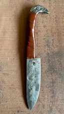 Handmade Carbon Steel Raven Head Hunting Knife Full Tang With Snake Logo