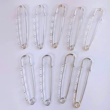 Lot of 9 Silver Tone 3" Kilt Pins Multiple Loops Craft Supply
