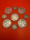 Silver Coin Lot Walking Liberties, Barber Half & Dime, Mercury Dimes $2.90 Face