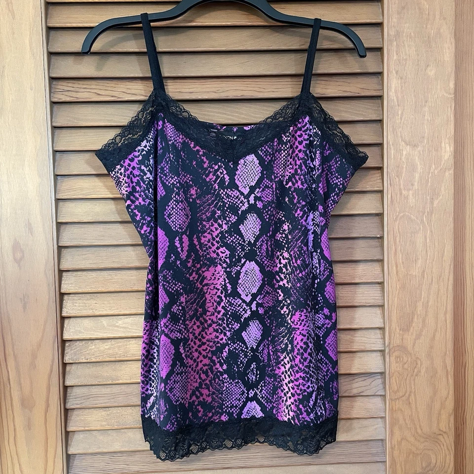 Fashion Bug Lace Cami Tank Top Women’s Size XL Snakeskin Pink Purple Goth Y2K - Image 4 of 4
