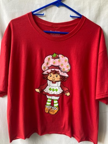 Strawberry Shortcake T Shirt Crop Top L JR Relaxed Fit Cute Cartoon Doll Kawaii