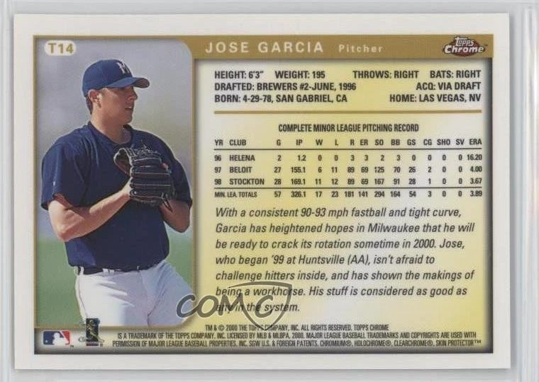 1999 Topps Chrome Traded & Rookies Factory Set Jose Garcia #T14 RC - Image 2 of 2