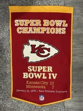 Kansas City Chiefs Super Bowl 4 Champions 1970 Wool Banner Pennant NFL Football