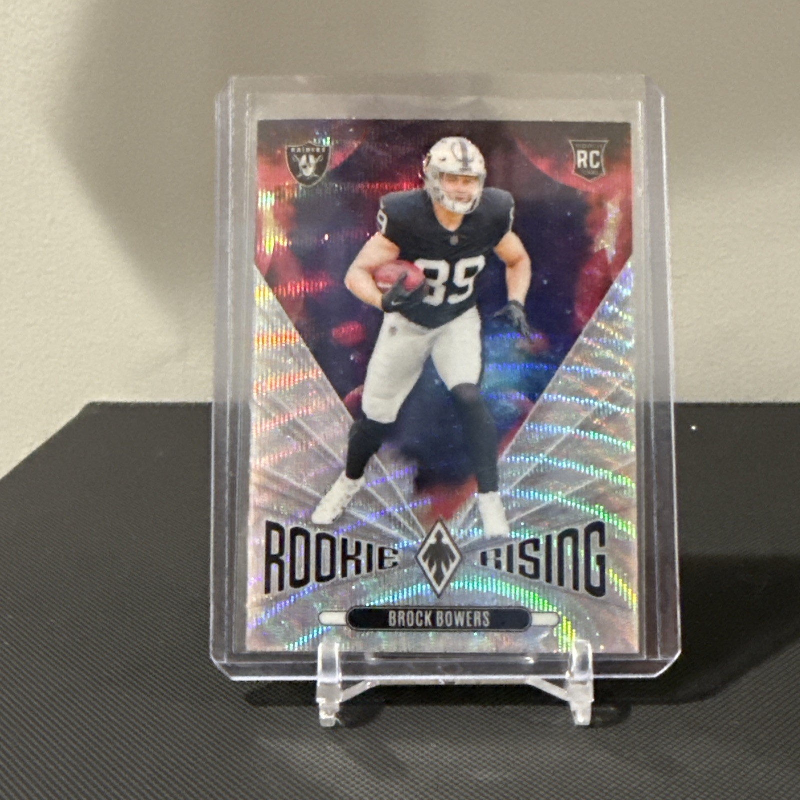 2024 Panini Phoenix Brock Bowers Silver Wave Rookie Rising #RR-BBS #Raiders