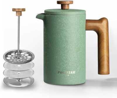 Poliviar French Press Kaffeebereiter 600 ml/21oz, Doppelwandige Isolierte Kanne