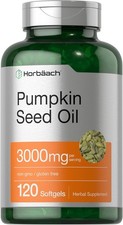 Pumpkin Seed Oil Capsules  3000mg  120 Softgels  Cold Pressed  by Horbaach