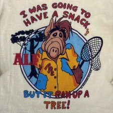 Vintage ALF 1987 Kids Size 7 Long Sleeve T Shirt Yellow Snack 80s Alien