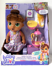 Baby Alive Bubbly Tea Party Sophia Sparkle, Brown Hair Baby Doll New 