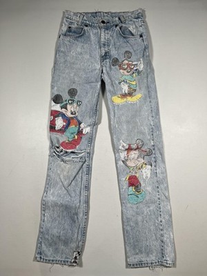 Vintage Levi's Jeans Womens Blue Acid Wash Too Cute Mickey Disney 90s VTG Read