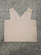 House of Harlow 1960 Wide Strap Ribbed Crop Top Beige Size S. CB5