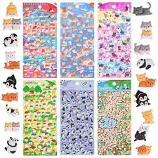 Kawaii Mini Puffy 3D Cute Animal Stickers for Kids Tiny Small Sticker Set