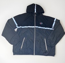 Champion Jacket Windbreaker Gray Black Full Zip Lightweight Men's Size Large EUC