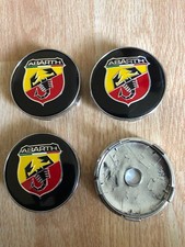 4x Abarth Fiat Wheel Centre Cap Brand New Hub Center Caps 60mm Yellow / Red