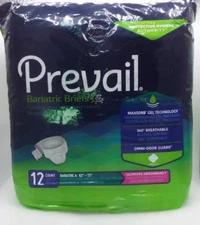 Prevail Bariatric Briefs Size A 62-73'' Bag of 12