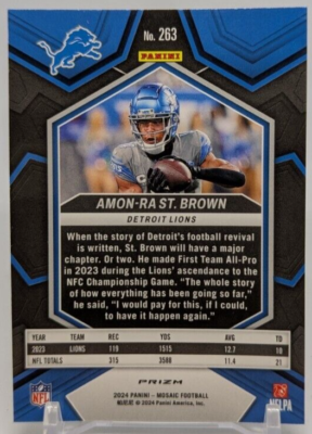 イオーヌサンプロ8　SAN様 🏈2024 Panini Mosaic #263 Amon-Ra St. Brown National Pride Silver