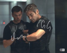 GEORGE CLOONEY MATT DAMON SIGNED AUTOGRAPH OCEANS ELEVEN 11x14 PHOTO BECKETT