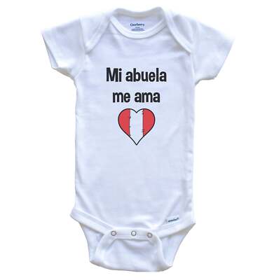 My Grandma Loves Me Spanish Language Peru Heart Flag Baby Bodysuit
