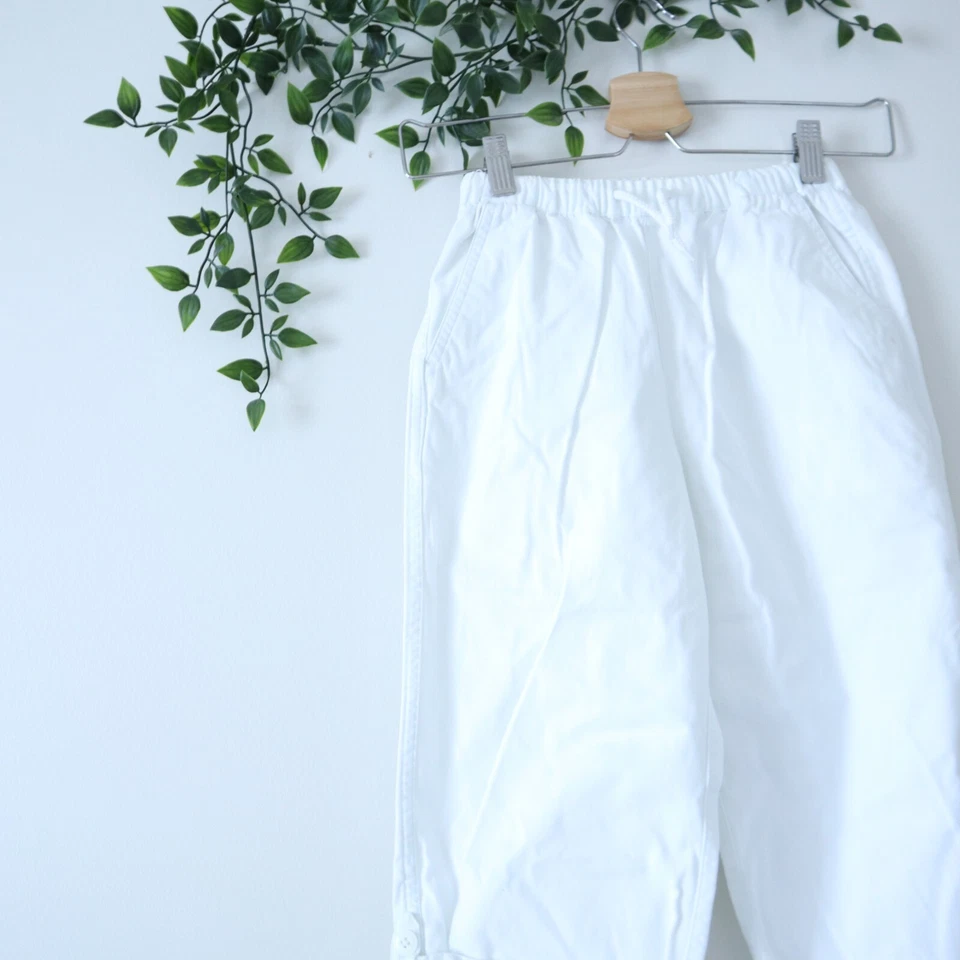 Hanna Andersson Kids White Wide Leg Roll Tab Convertible Cotton Pants Size 120 - Image 2 of 4