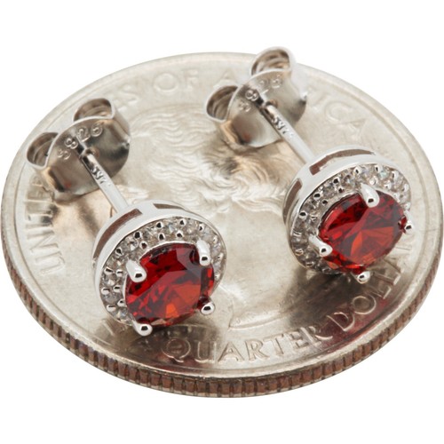925 STERLING SILVER HIGH POLISHED BLING AAA CZ CRYSTAL STUD EARRING 7MM D2 - Picture 18 of 19