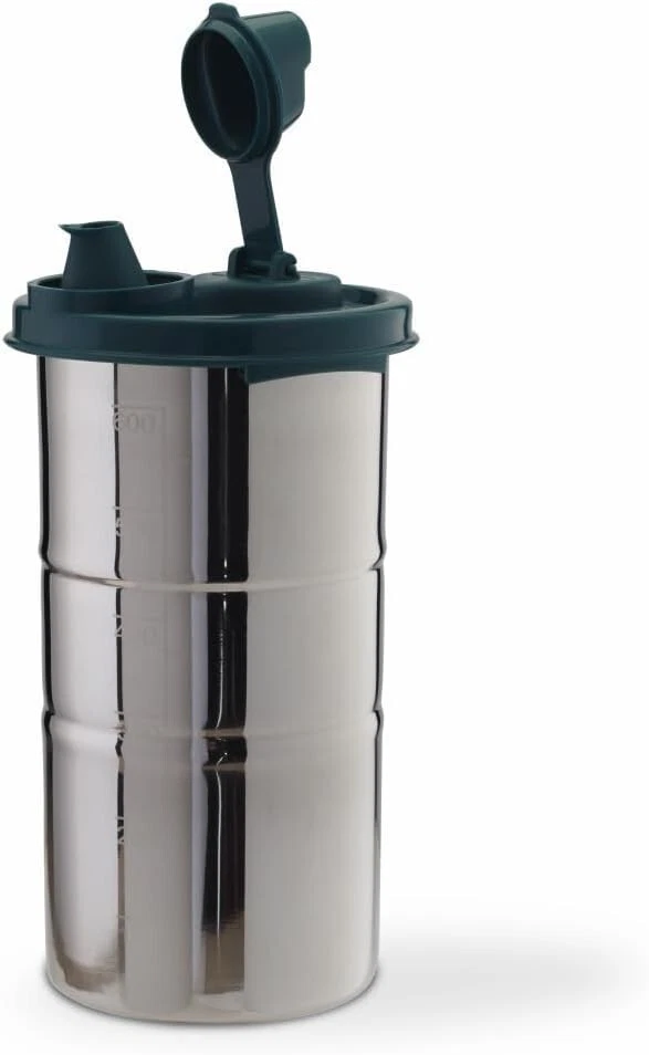 Oil Dispenser with Pourer, 650ml Stainless Steel Container, Forest Green
