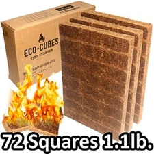 Eco Cube–Fire Starter for Grills, Fireplaces, Campfires and Wood Stove-Qty 72