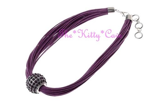 Colour Pop Multi Kordel Schieber Kugel Anhänger Halsband Halskette mit Swarovski Kristallen - Bild 5 von 7