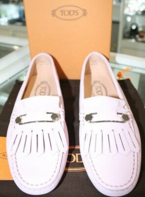 TOD'S Heaven Pink Pin Fringe Leather Loafers Flats-Sz 39,5