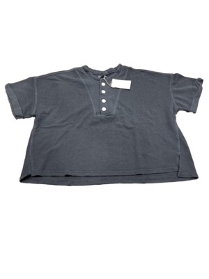 Women's Short Sleeve French Terry Henley Shirt - Universal Thread, Gray, XL