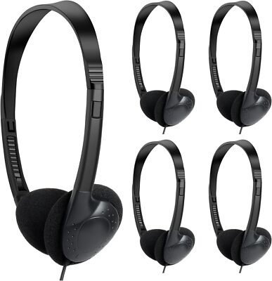 3.5 mm Jack Lightweight Wired On-Ear Stereo Headphones Black NEW Lot