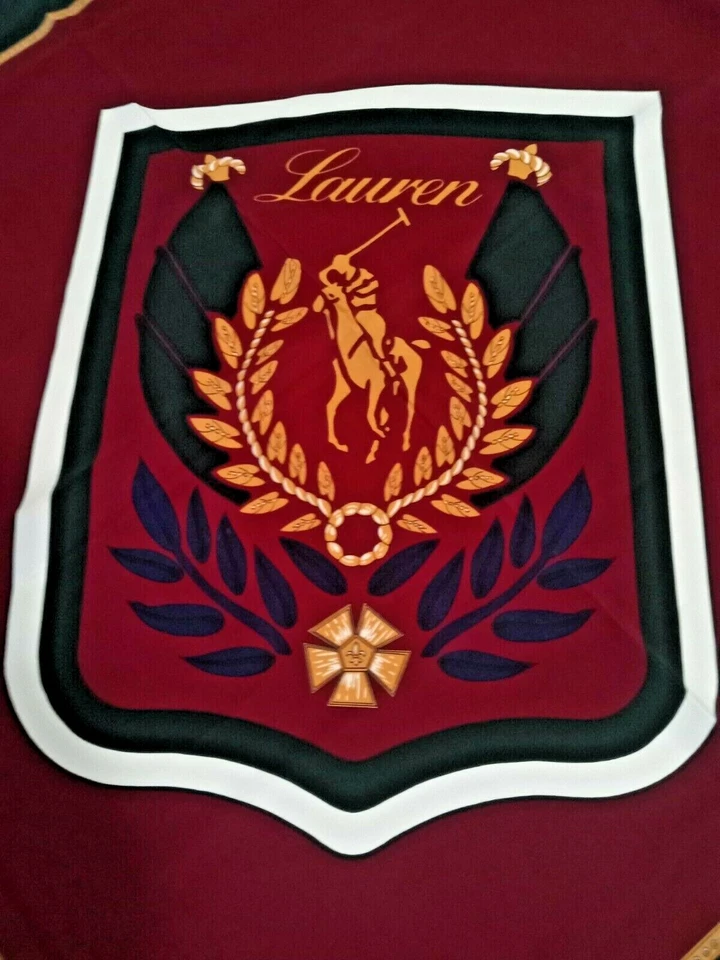 Vintage Rare LAUREN Uni Crest Scarf 46 1/2 x 46 1/2 Made in JAPAN - Image 3 of 4
