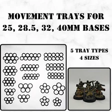 Movement Trays 25mm 28mm 32mm 40mm Tabletop Warhammer 40k various sizes