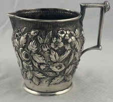 Repousse Sterling Cream Pitcher-3"-Mono'd