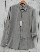 MANGO Designer Dress Cotton Shirt Men's Sz XL NEW Gray Slim Fit