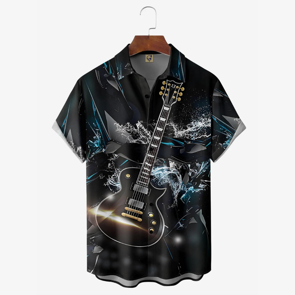 Music Guitar Rock Style   Hawaiian Shir