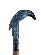 Rare Victorian RAVEN Handcrafted Walking Stick Cane-AL Black Steampunk Handle