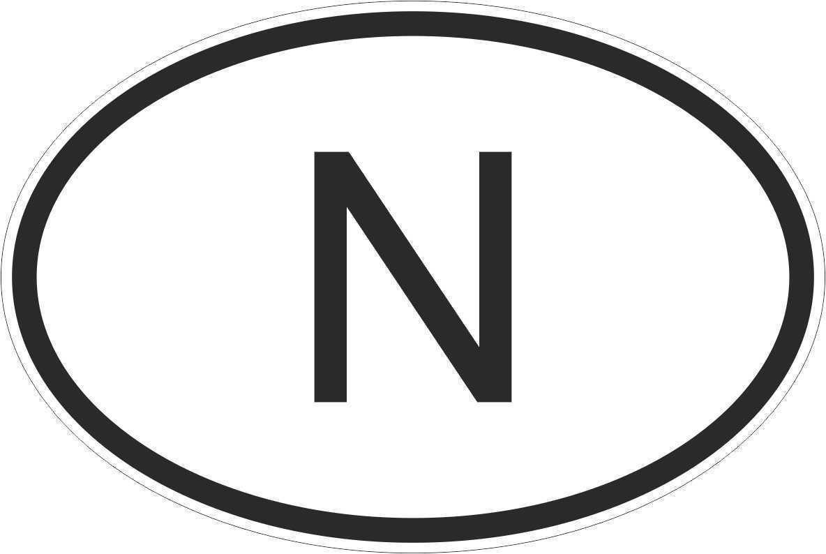 Norway Oval Country Flag Sticker - Bumper Decal For Car (Norwegian N Code)