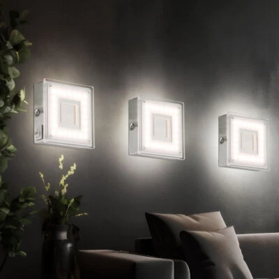 Wandlampe Wandleuchte Aufbaulampe Wohnzimmerleuchte silber satiniert LED 3er Set - Bild 1 von 4