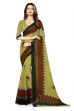New Indian Georgette Saree With Unstitched Blouse Party Wedding Wear For women
