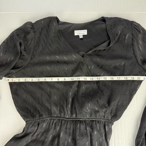 Signature By Robbie Bee Black Long Sleeve VNeck Sheer Pattern Maxi Dress Size 16 - Picture 6 of 8