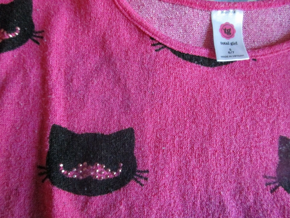 GUC 6/7 всего девочка розовая рубашка с черными кошками - Изображение 2 из 3