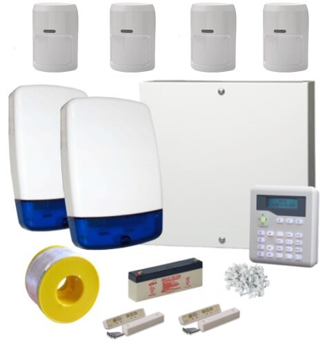 Sistema de alarma antirrobo con cable PRO Kit teclado LCD, QUAD PIRs con 2 campanas en vivo - Imagen 1 de 1