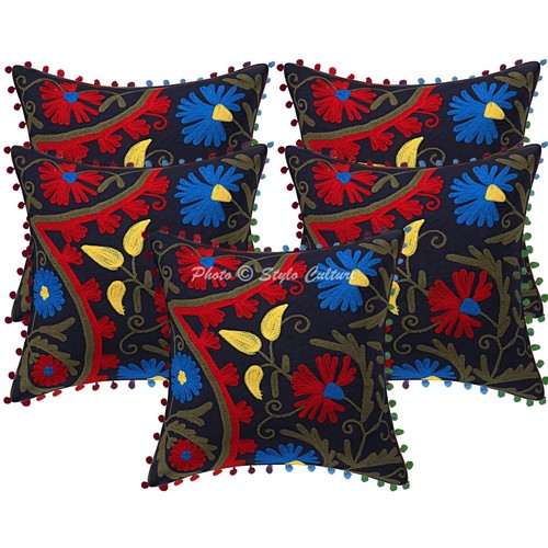 Housses De Coussin Boho 18x18 Pouces Tribal Tissé Main - Coton Lin | Taies Déco Salon