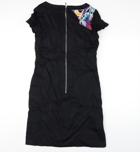 ESCADA Womens Multicoloured Geometric Cotton A-Line Size 12 Round Neck Zip - Picture 2 of 10