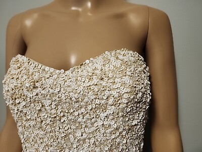 Parker Women's Beige /White Beaded Sequined Strapless Mini Dress Size XS  NWOT | eBay
