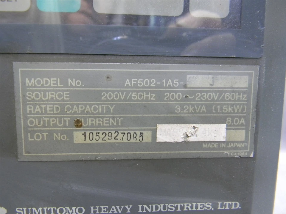 Sumitomo AF502-3A7-J AC Inverter 5 HP 230VAC AF5023A7J - Image 3 of 4